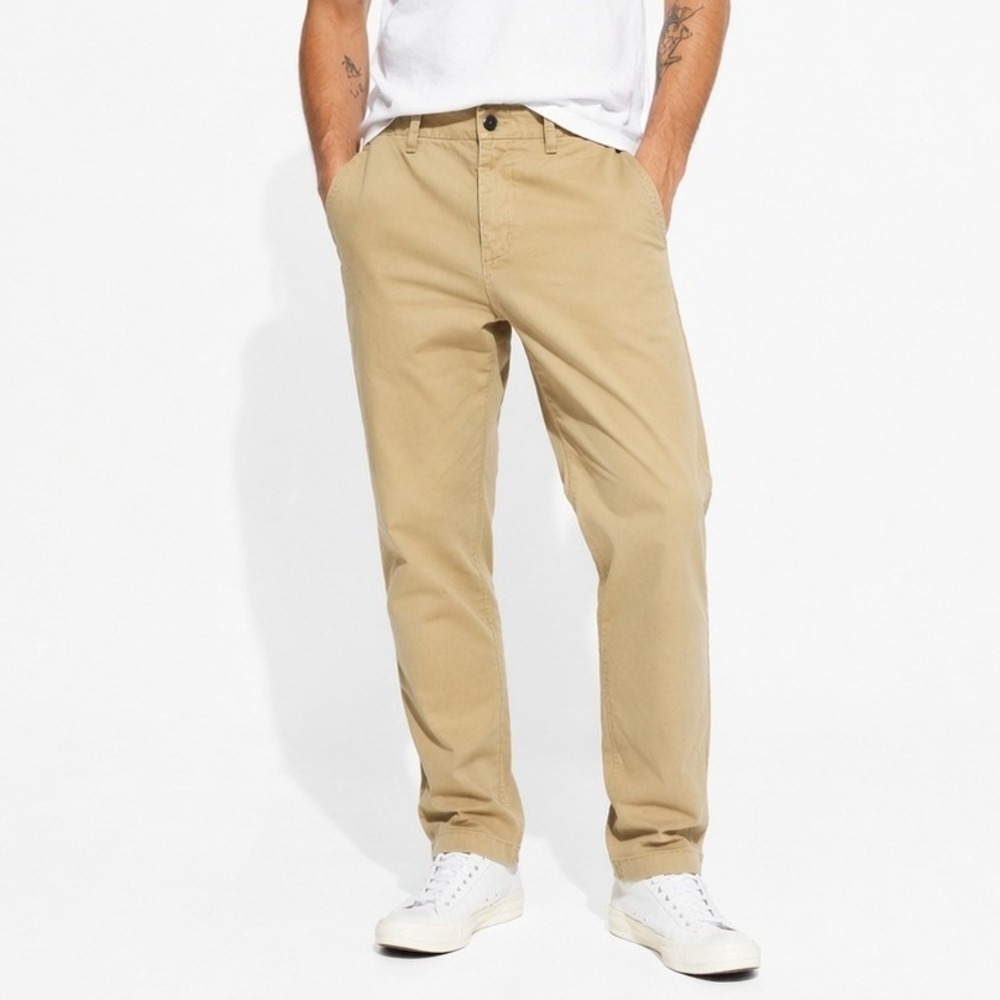 American Eagle Khaki Chino Pants Mens 32x34 Relaxed Fit Casual Preppy Neutral